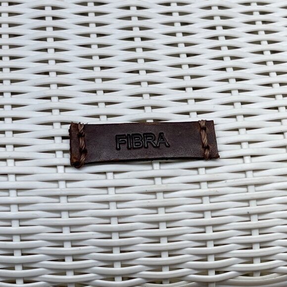 Fibra White Woven Brown Handles 97% Recycled Plastic Lightweight Tote Bag Sz M - Picture 7 of 9